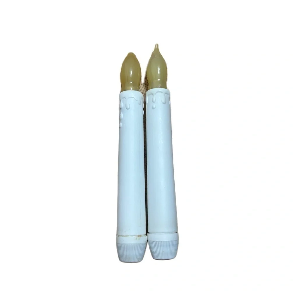 Vintage Battery Operated Candle Stick Bundle Handheld White Home Decor